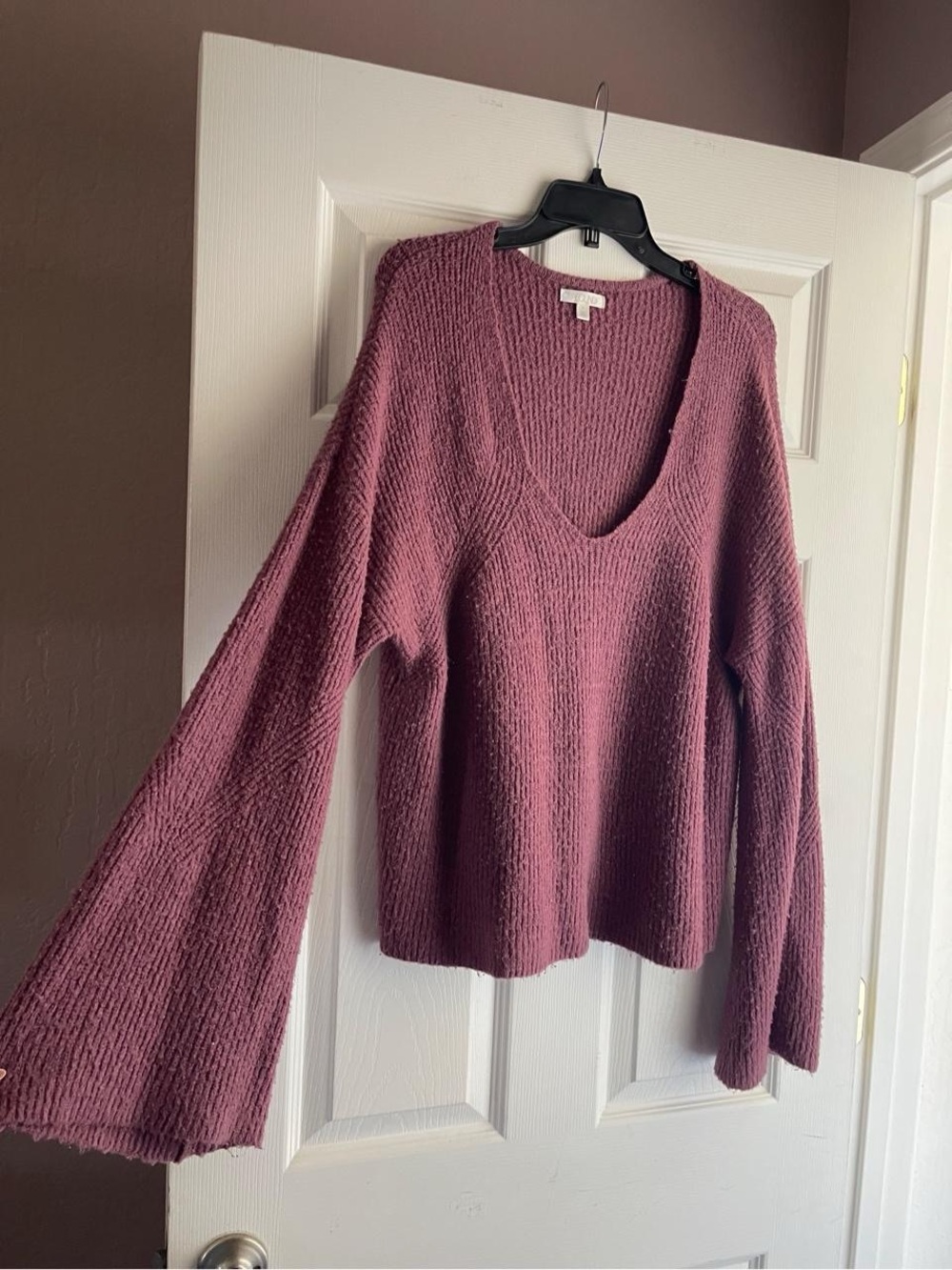 mauve pink bell sleeve sweater